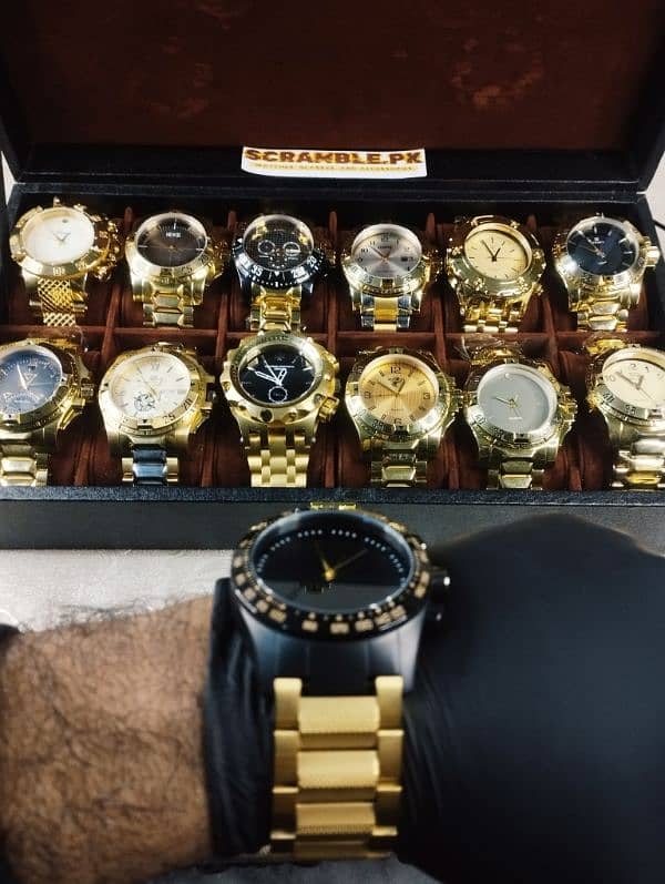 Gold Plated Stainless Steel Luxury Watches By Scramble 0