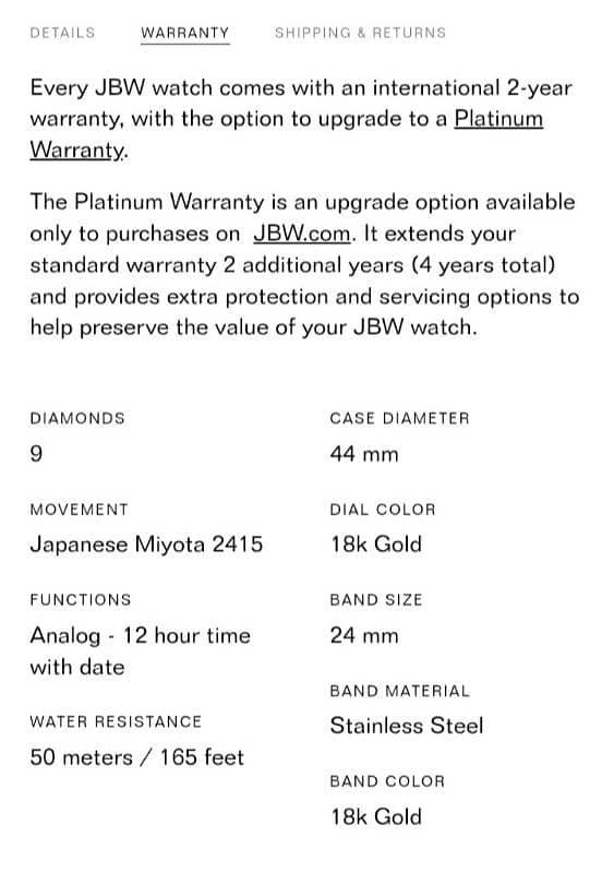 JBW Bond J6311A . Mens Diamond Gold Watch 4