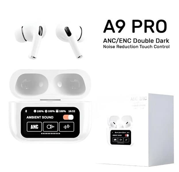 AIRPODS A9 PRO Touch Screen ANC/ENC Noise Reduction 0