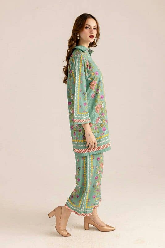 Chic Printed Grip Silk and Trouser Set_2 pcs 0