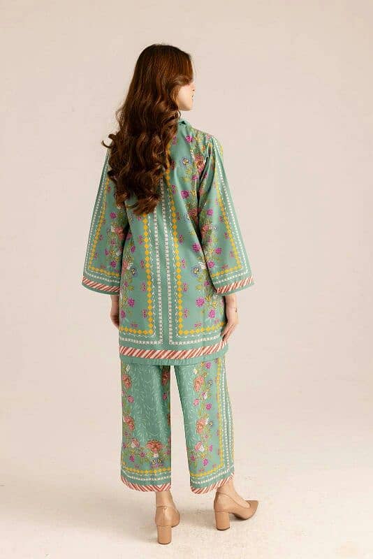 Chic Printed Grip Silk and Trouser Set_2 pcs 1