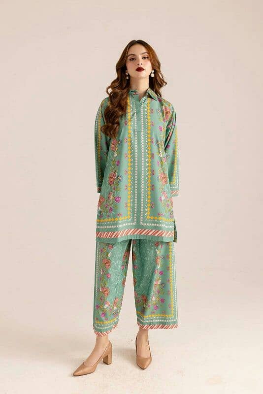 Chic Printed Grip Silk and Trouser Set_2 pcs 3