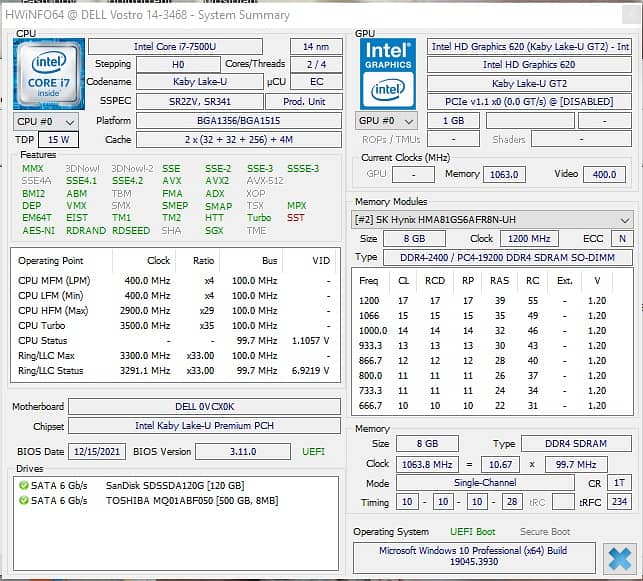 Dell vostro 14 3468 Core i7 (7th Gen) w/ 128GB SSD + 300GB HDD 5