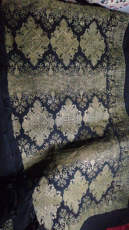 unstitched black saree block print 0