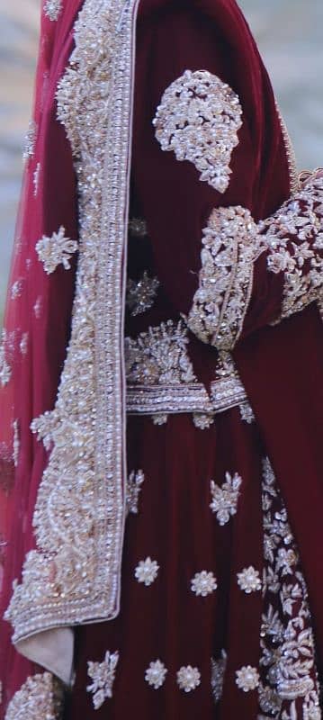 Maroon Velvet Bridal Dress/ Lehnga / Barat Dress 1