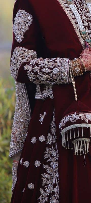 Maroon Velvet Bridal Dress/ Lehnga / Barat Dress 2