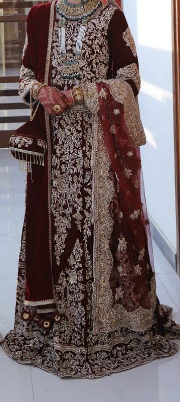 Maroon Velvet Bridal Dress/ Lehnga / Barat Dress 3