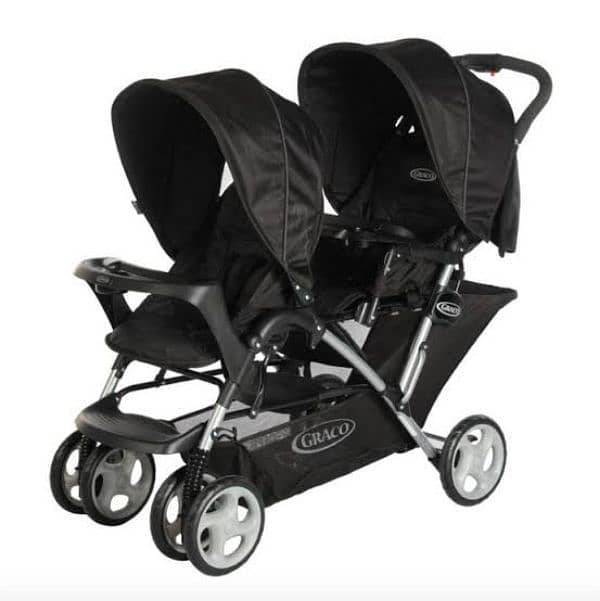 GRACO Stadium Duo Stroller Pram - Black & Grey 2