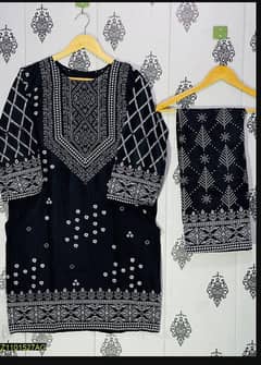 2 pcs women's stitched linen printed suits