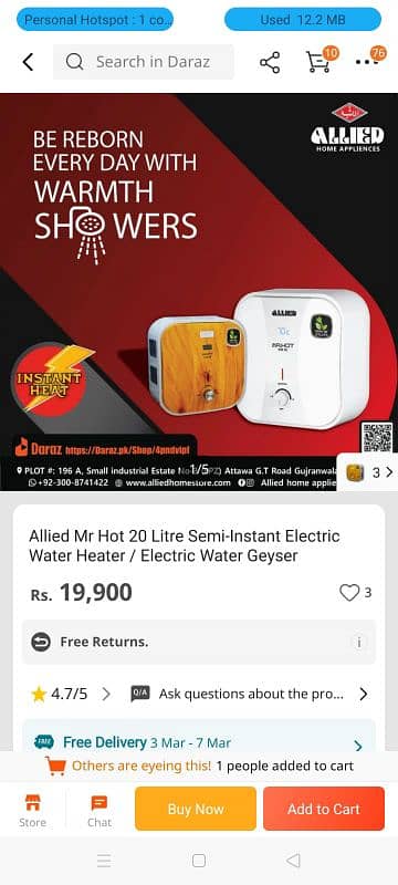 Allied Mr Hot 20 litre semi instant electric water heater 1