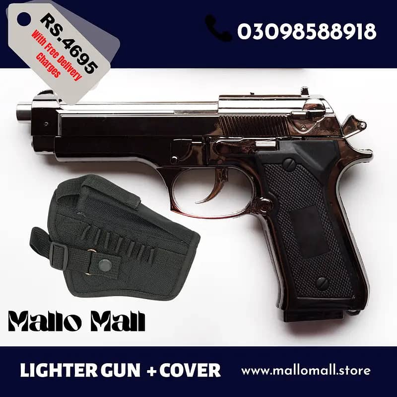 Metal Body Heavy Weight Lighter Gun With Stand & Cover At Mallo Mall 0