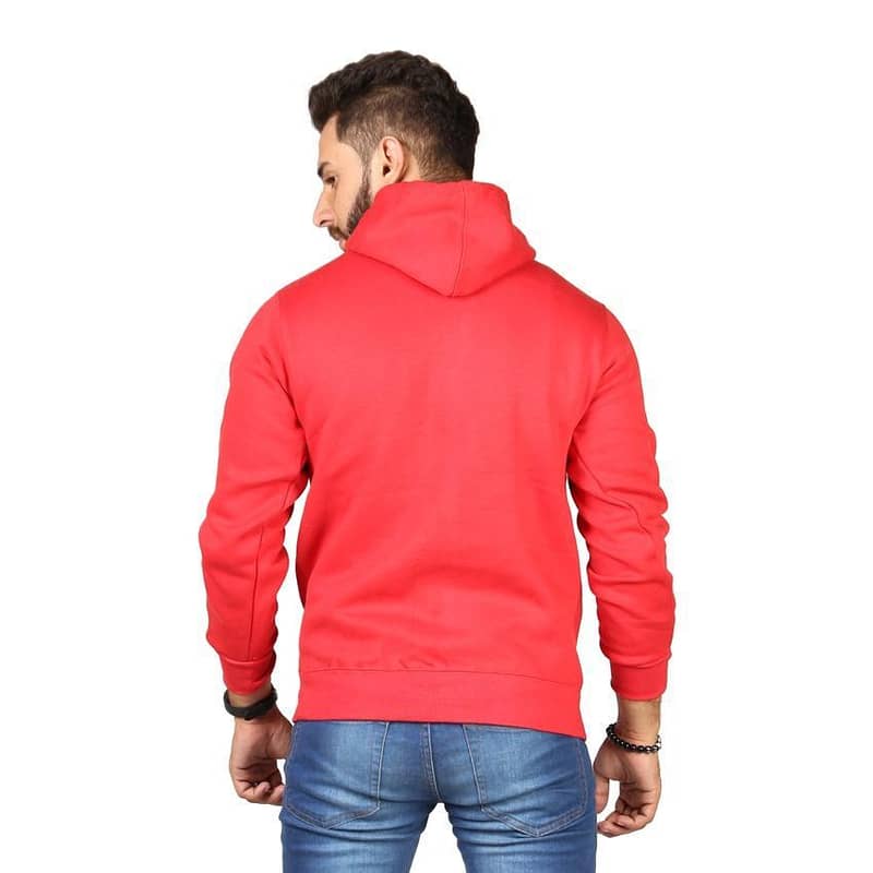 Men's Plain Fleece Zipper Hoodie - 1 Pc in Red 2