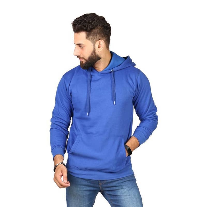 Men's Fleece Hoodie - 1 Pc Hooded Neck Warmth in Blue 0