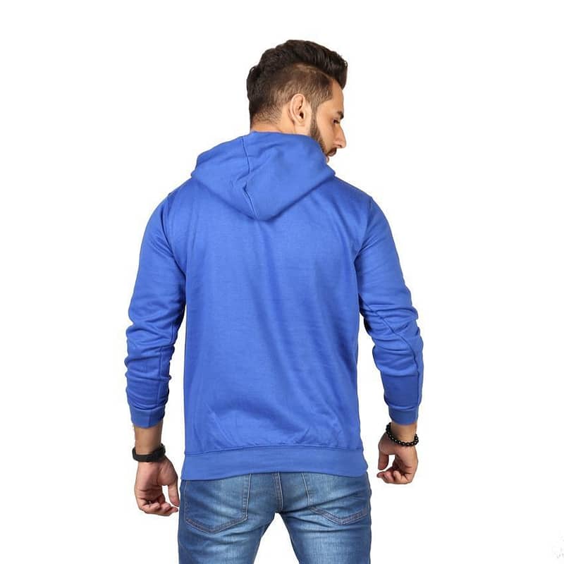 Men's Fleece Hoodie - 1 Pc Hooded Neck Warmth in Blue 1