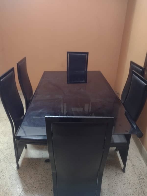 BLACK CURVED GLAVINIZED GLASS DINING TABLE FULL CUSION SEAT 6 seater 8