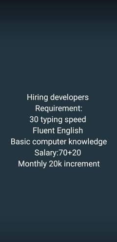 Hiring for Develpor's