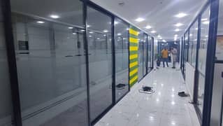 Glass and aluminium partition and doors