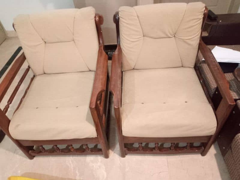 5 seater wooden sofa set 2