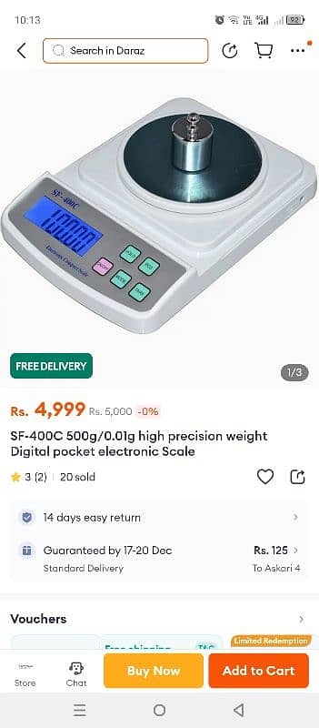 Digital pocket electronic scale SF-400C 500g/0.01g high precision 1