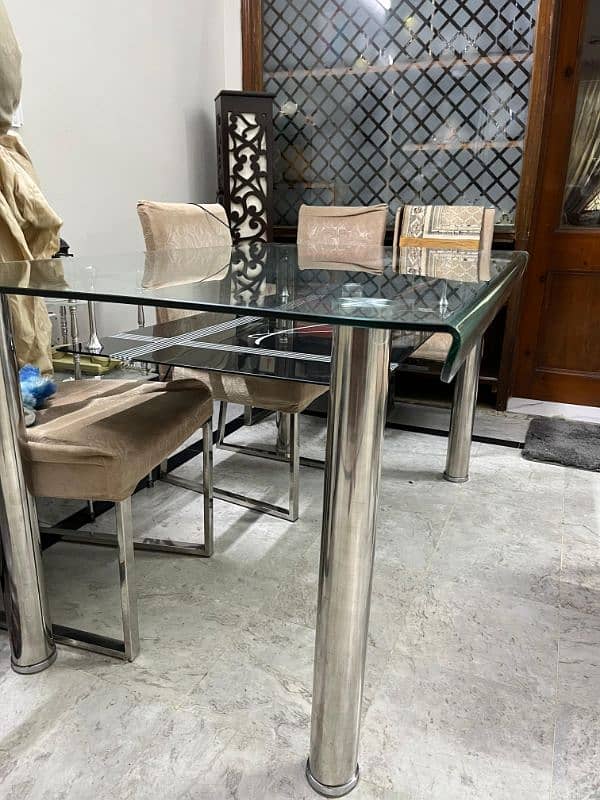 EXCELLENT CONDITION GLASS TOP DINING TABLE FOR SALE 2