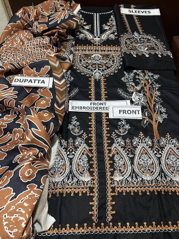 •  Fabric: Dhanak •   Pieces: 3 Pcs    Color: Black 0