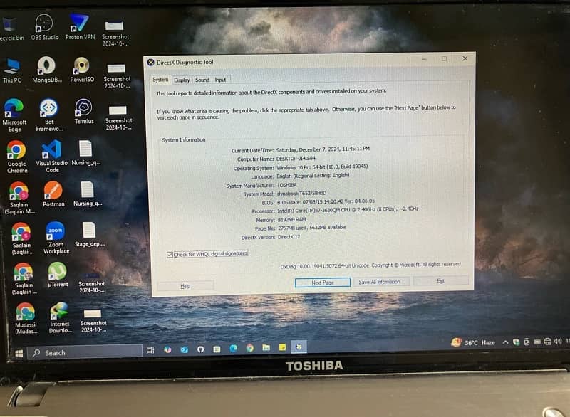 Toshiba core i7 3rd generation (Octa Core) 0