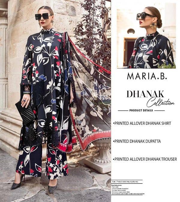 3 pcs women's unstitched maria B. digital printed suit 3