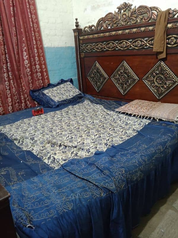 double bed two side table with mattress new for sale karna urgent 4