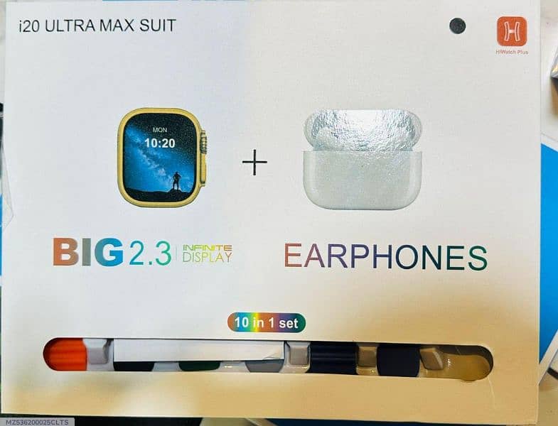 10 in 1 i20 ultra max suit smart watch + airpords 0