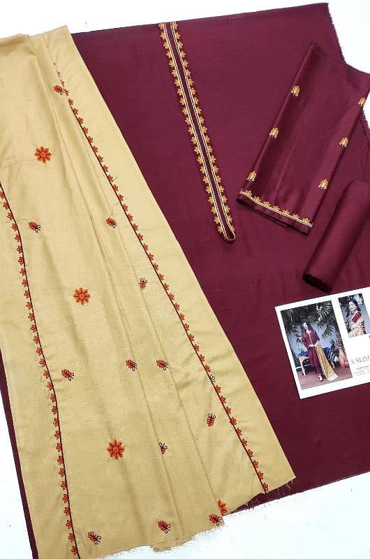 *Product Name*: 3 Pcs Women's Unstitched Dhanak Patch Work Suit 1