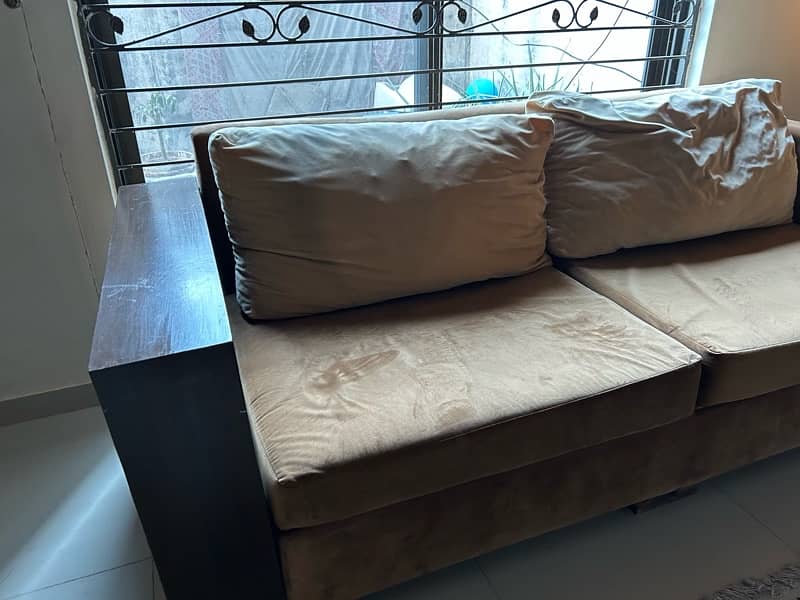 3 seater Brown Velvet sofa for sale 3