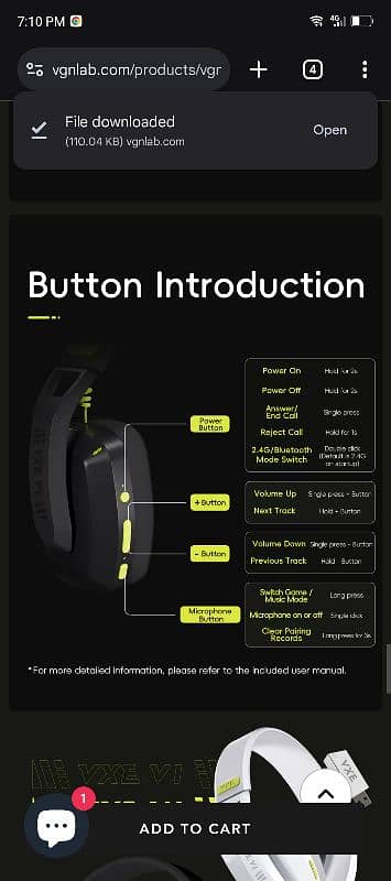 VXE V1 SIREN WIRELESS GAMING HEADSET HEADPHONES 7