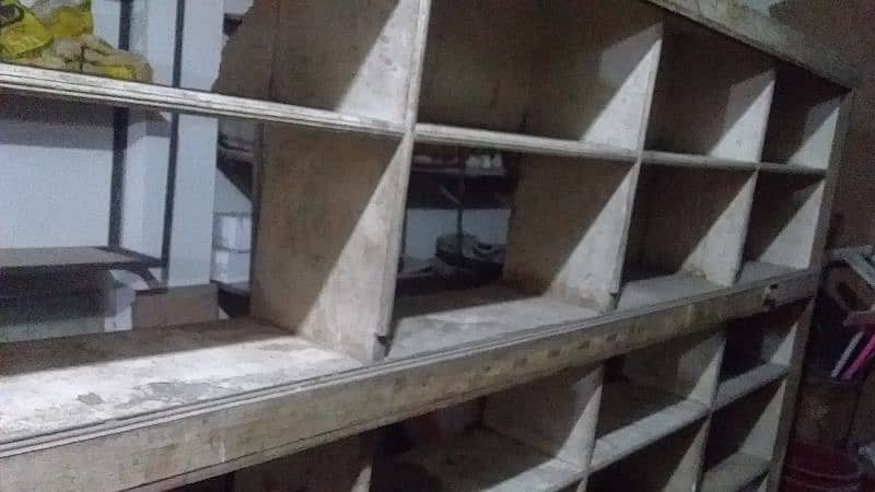 Plai wood rack glass counter and iron rack for sale urgent at 1