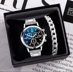 pack of 2 classic Luxury watch for Men/Boy / with bracelet chain