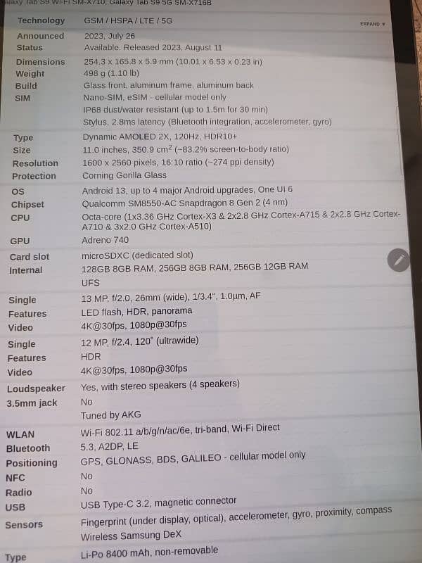 Samsung Galaxy Tab s9 5g non pta 1