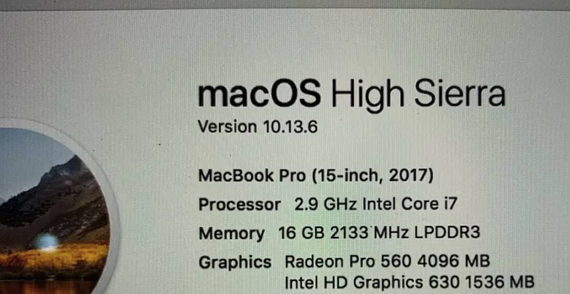 Macbook Pro 2017 15” 4gb graphics 16gb ram 5