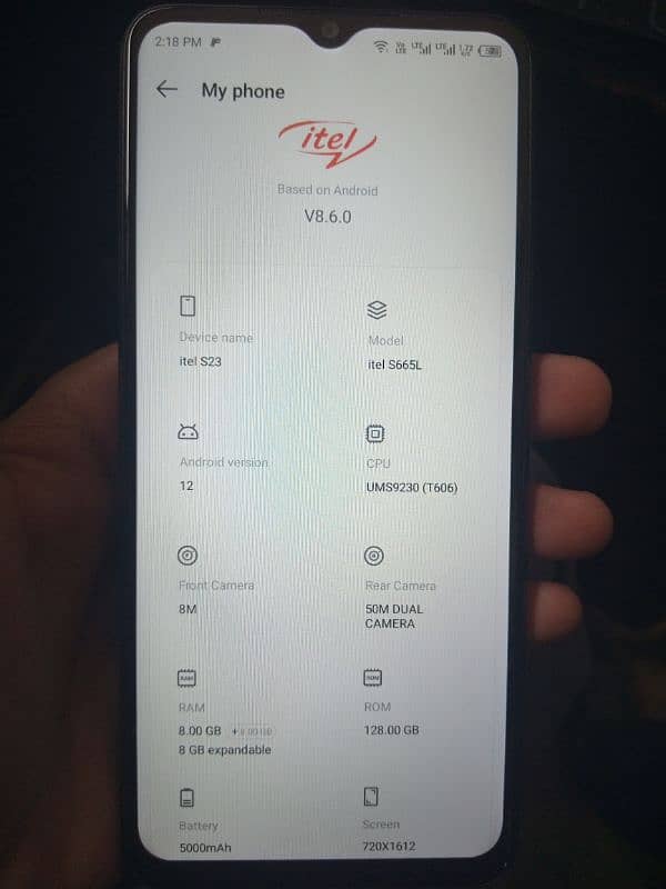 itel s23 8+8 128 6