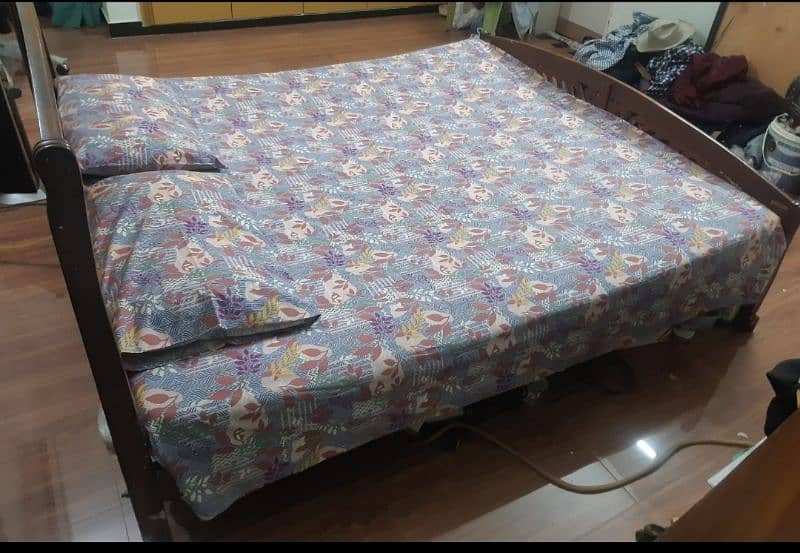 King size wooden bed with mattress 1