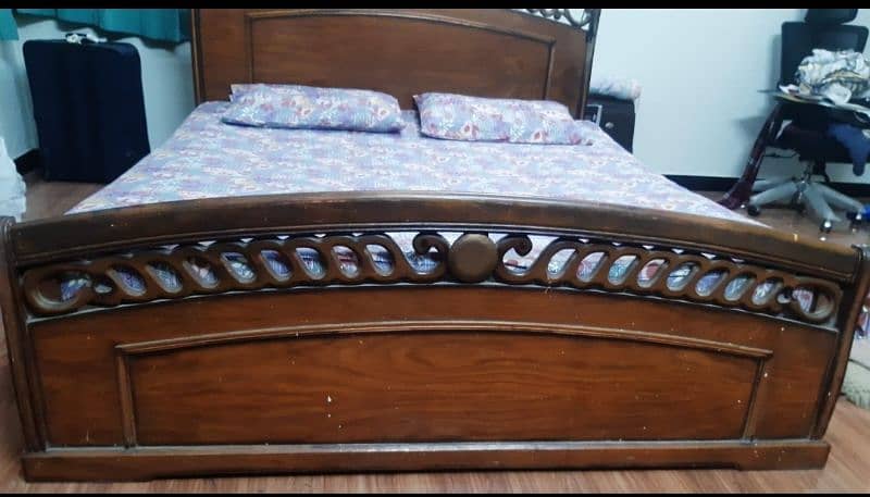 King size wooden bed with mattress 2