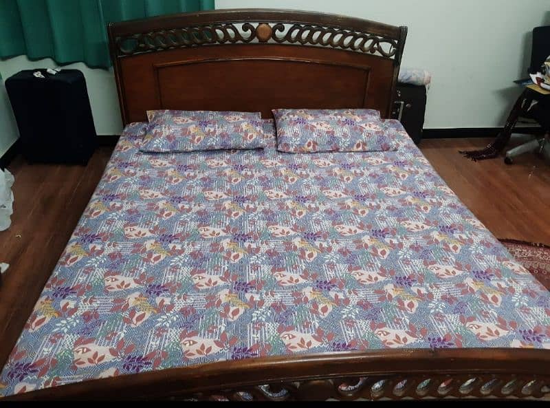 King size wooden bed with mattress 3