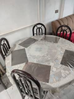 5' Round Dinning Table with 6 Chairs