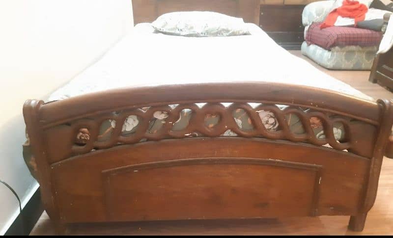 Single Wooden Bed with mattress 3