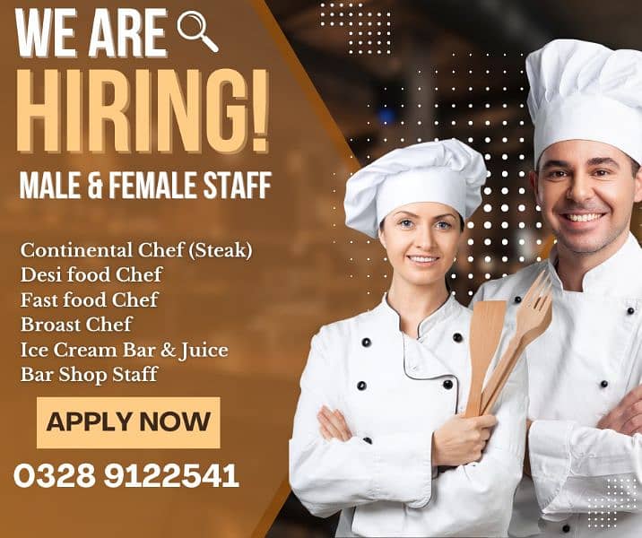 Restaurant Staff | Ice Bar and Juice Bar | Jobs | Male and Female 0