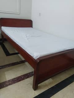 pure wood single bed with mattress