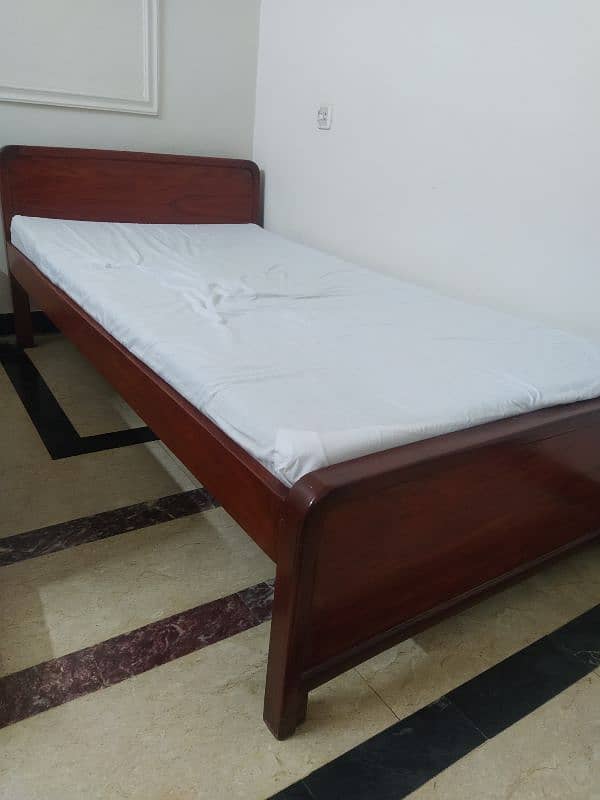 pure wood single bed with mattress 0