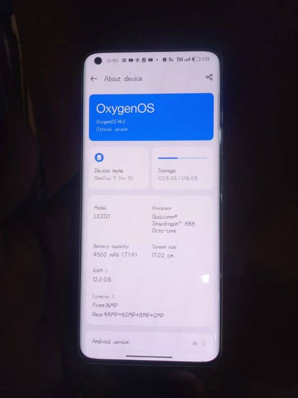 One Plus 9 pro 12+12/256gb with charger 33v 0