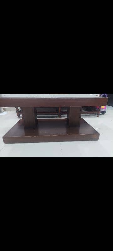 wooden centre table with top glass 1