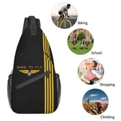 Aviation "Born To Fly" crossbody shoulder bag gym travel hiking umrah