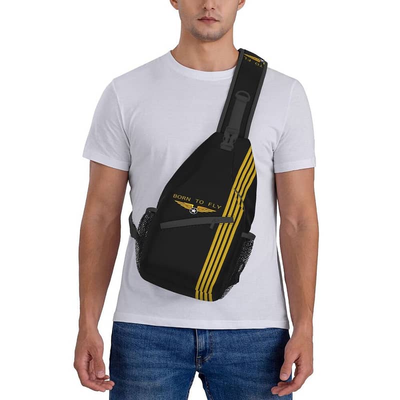 Aviation "Born To Fly" crossbody shoulder bag gym travel hiking umrah 5