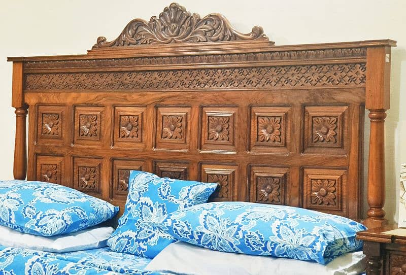 Walnut Wooden King Bed Set 7